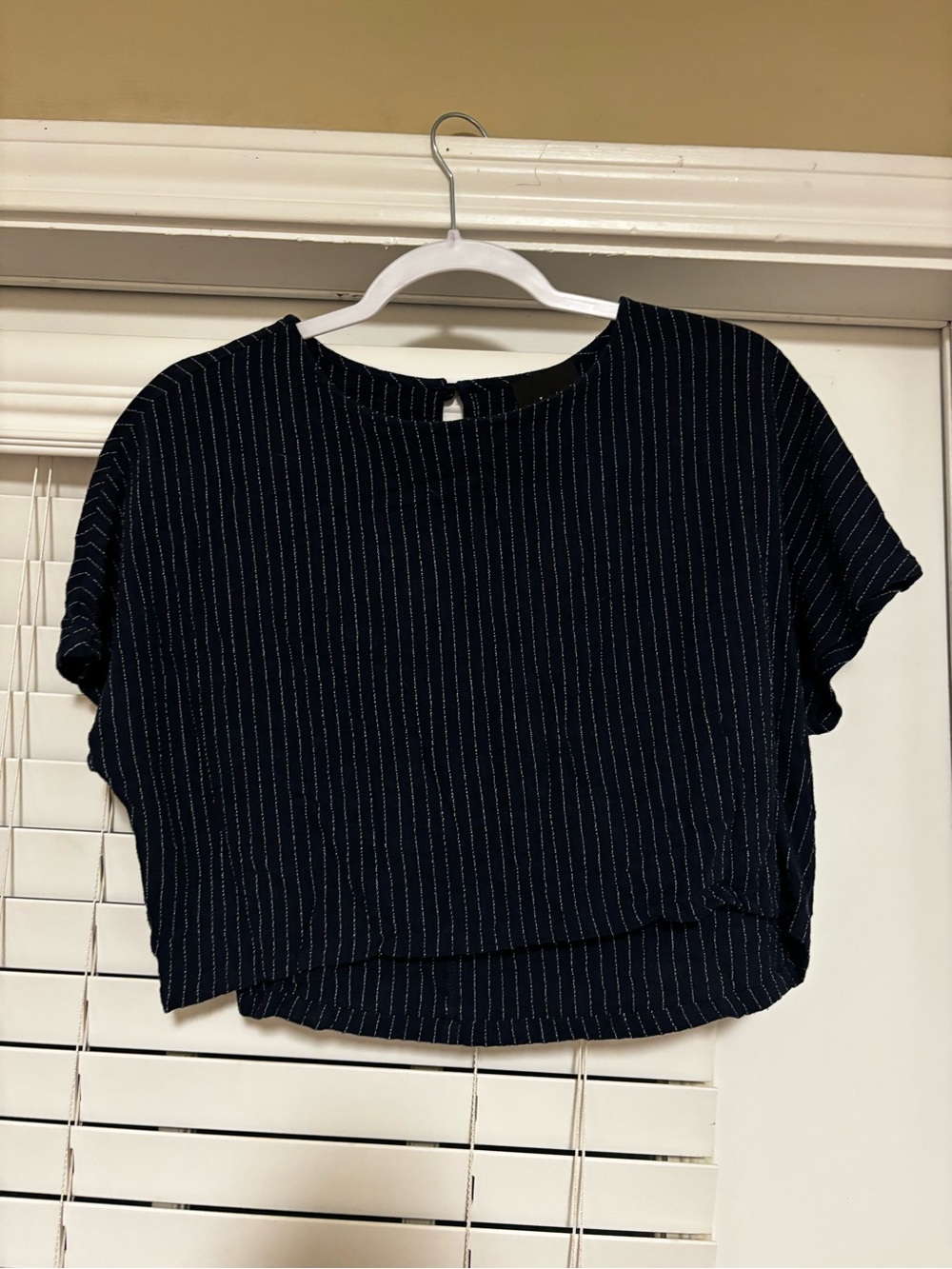 Striped Navy Short-Sleeve Women's crop Top